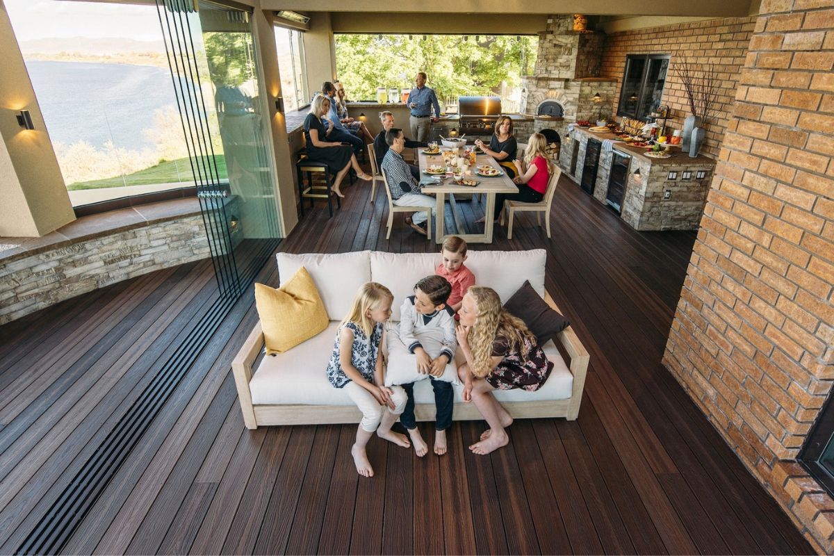 family reunion on an indoor deck of the house